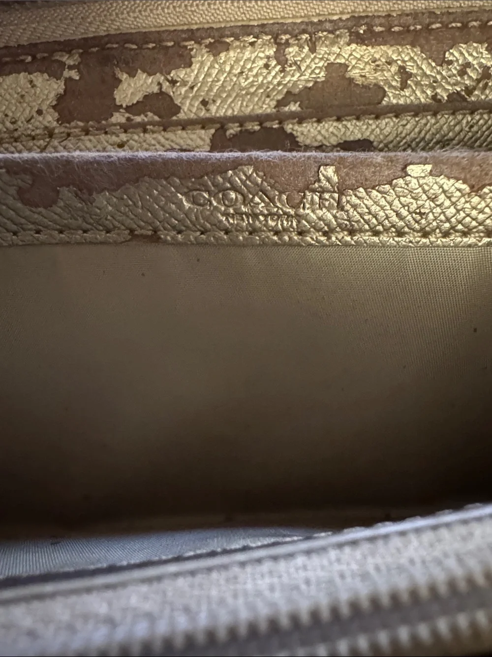 Coach Signature Zip Wallet in Brown and Tan